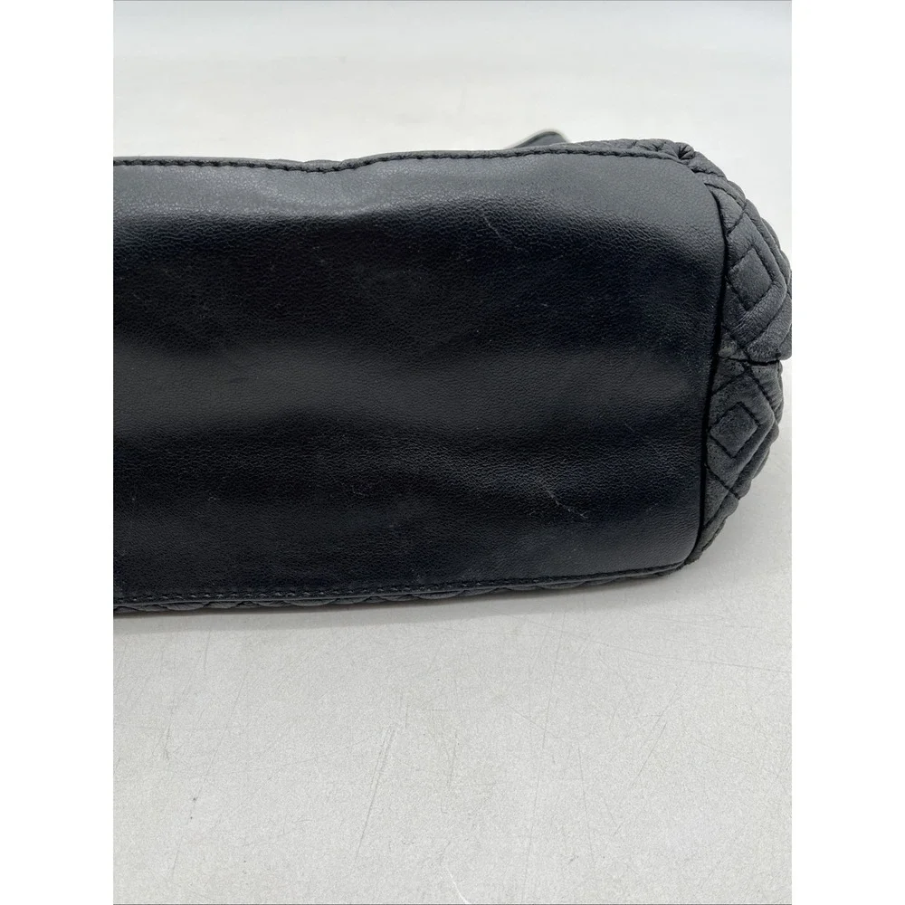 Tory Burch Marion Black Quilted Leather Tote Bag Chain Strap Large‎